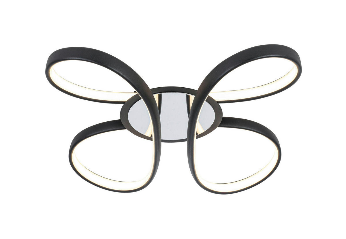 Nolo LED Deckenleuchte Chrom schwarz Kunststoff Metall B/H/L: ca. 48x12x48 cm 2 Brennstellen LED-Deckenleuchte_Markus - schwarz/Chrom (48,00/48,00/12,00cm) - Nolo