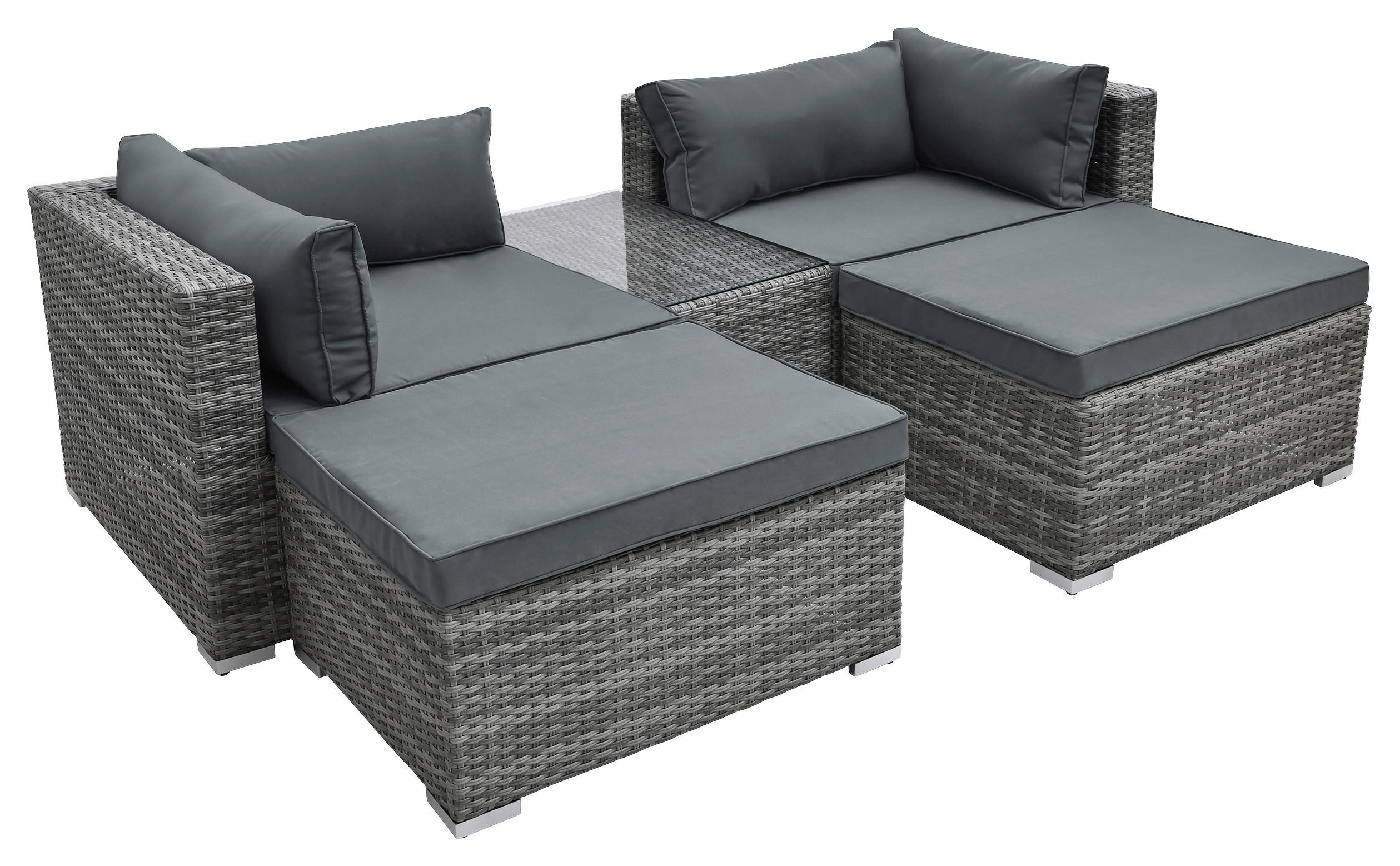 Lounge-Sofaset grau Stahl modulares_Sitzmöbel - hellgrau/grau