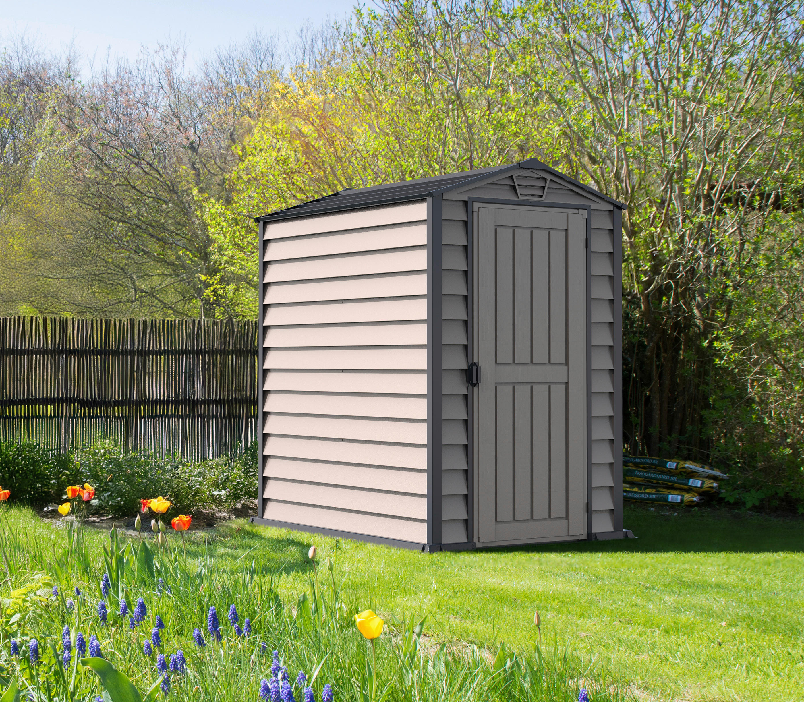 VCM Gerätehaus grau B/H/L: ca. 104x192x180 cm Gerätehaus mit Drehtür - grau (180,00/104,00/192,00cm) - VCM