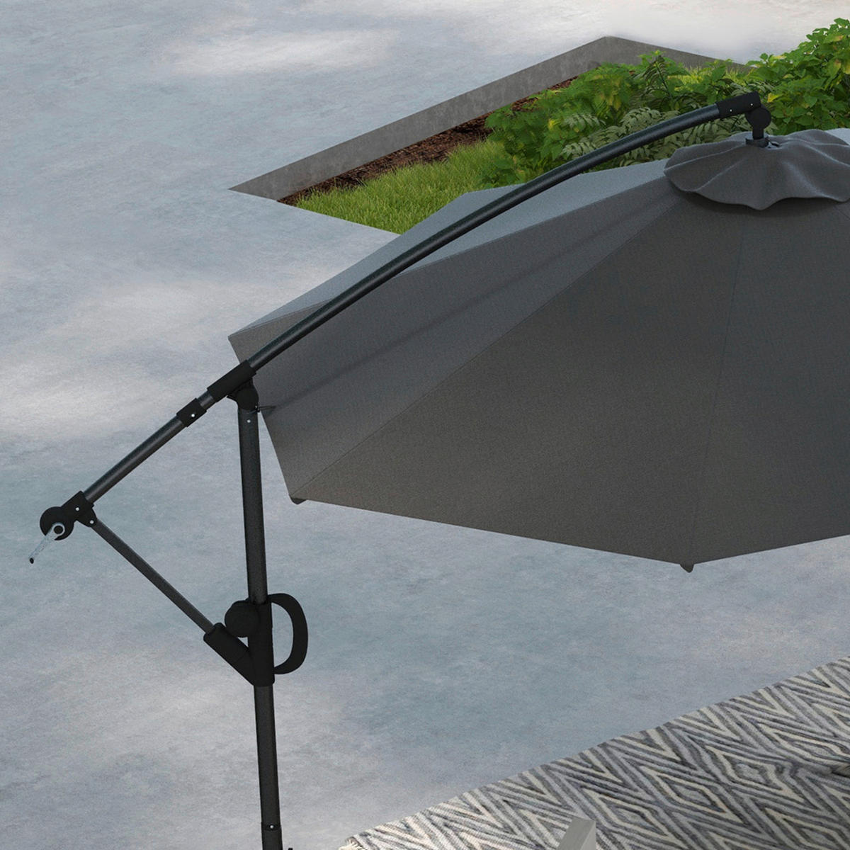 Outsunny Ampelschirm grau Metall B/H/L: ca. 293x260x293 cm Ampelschirm - grau (293,00/293,00/260,00cm) - Outsunny