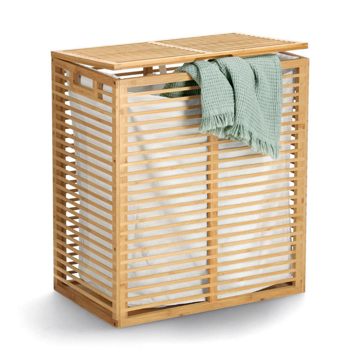 Zeller Wäschesammler natur Baumwolle B/H/L: ca. 33x61x535 cm Wäschesammler - weiß/natur (535,00/33,00/61,00cm) - Zeller