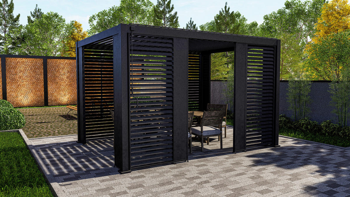 Mirador Lamellenwand für Pergola Deluxe Plus anthrazit Aluminium B/H/L: ca. 93x238,65x7 cm Deluxe Plus - anthrazit (7,00/93,00/238,65cm) - Mirador