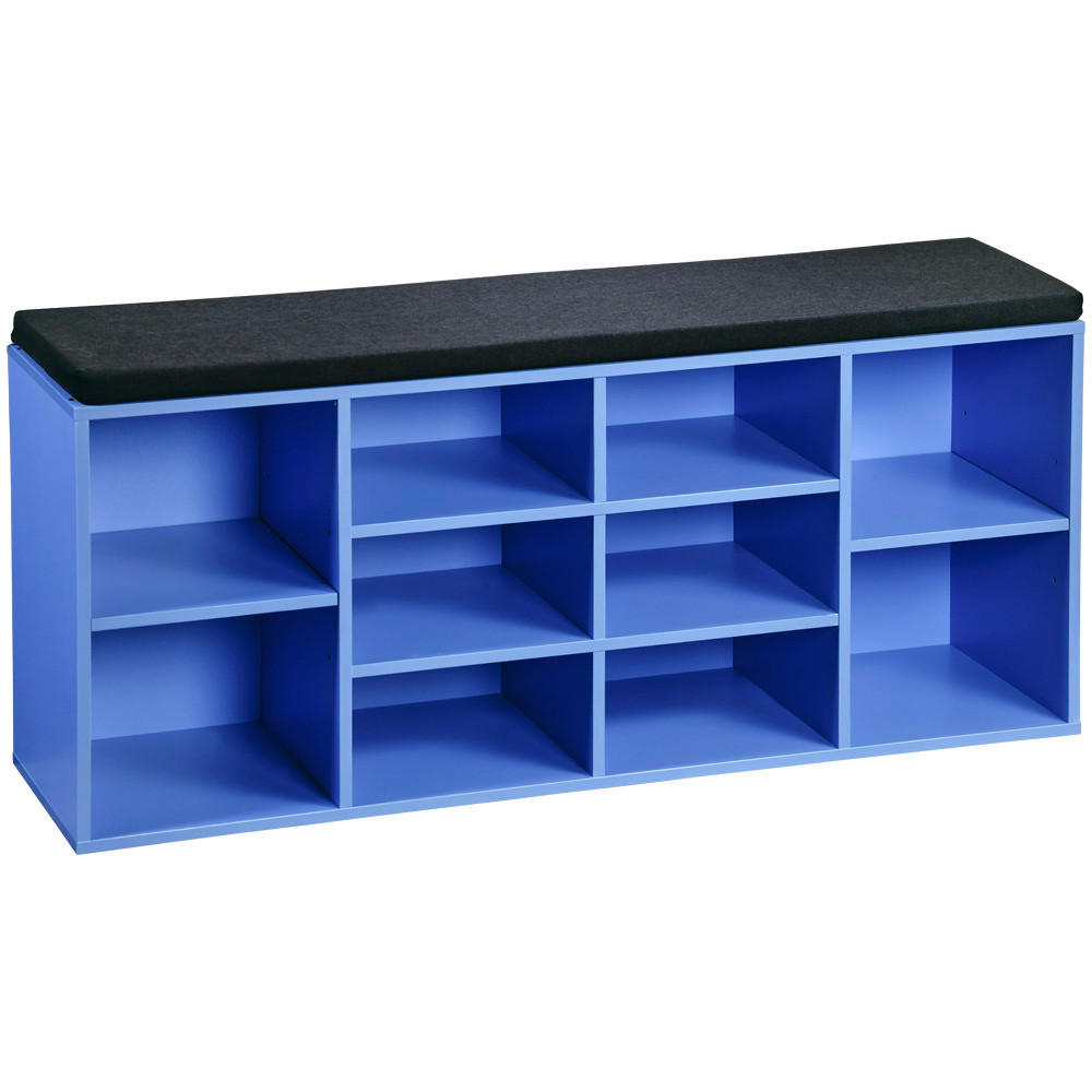 Kesper Schuhregal blau Spanplatte B/H/T: ca. 103,5x48x29,5 cm Schuhregal_mit_Sitzkissen - blau (103,50/48,00/29,50cm) - Kesper