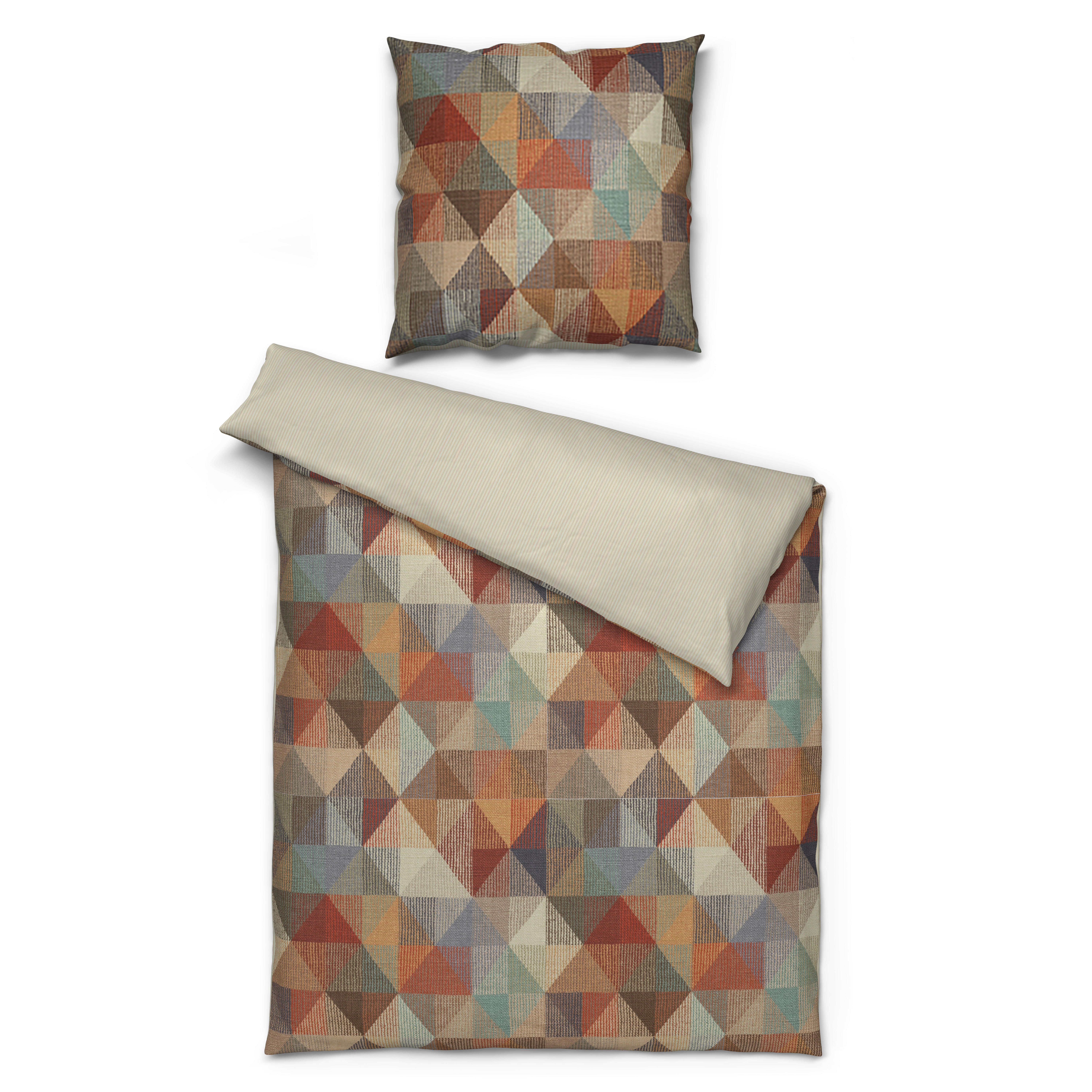 Baumwoll Wende Bettwäsche Wendebettwäsche-Baumwolle-Cubus-1 - braun/beige (135,00/200,00cm)