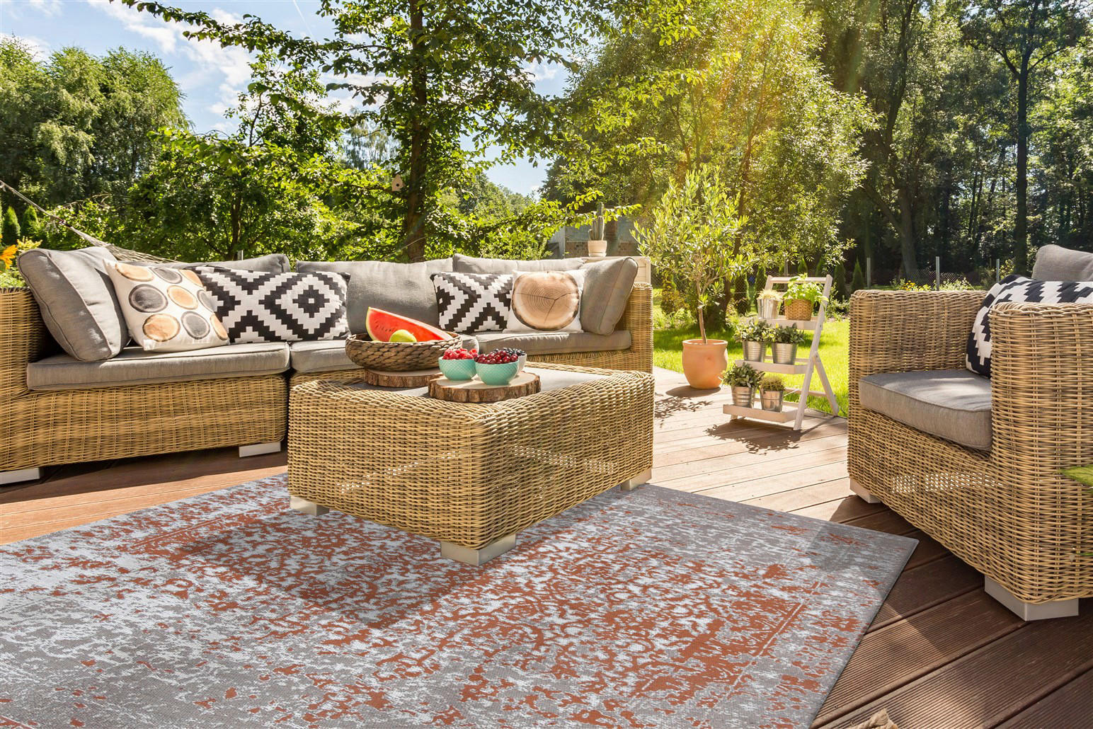 Kayoom Flachgewebeteppich Sunny 310 beige B/L: ca. 80x150 cm Sunny 310 - beige/rostrot (80,00/150,00cm) - Kayoom