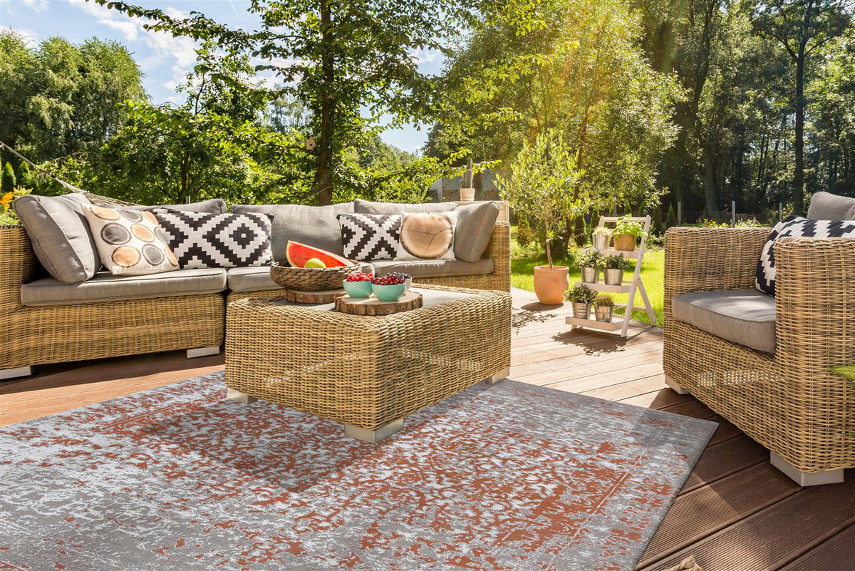 Kayoom Flachgewebeteppich Sunny 310 beige B/L: ca. 80x150 cm Sunny 310 - beige/rostrot (80,00/150,00cm) - Kayoom
