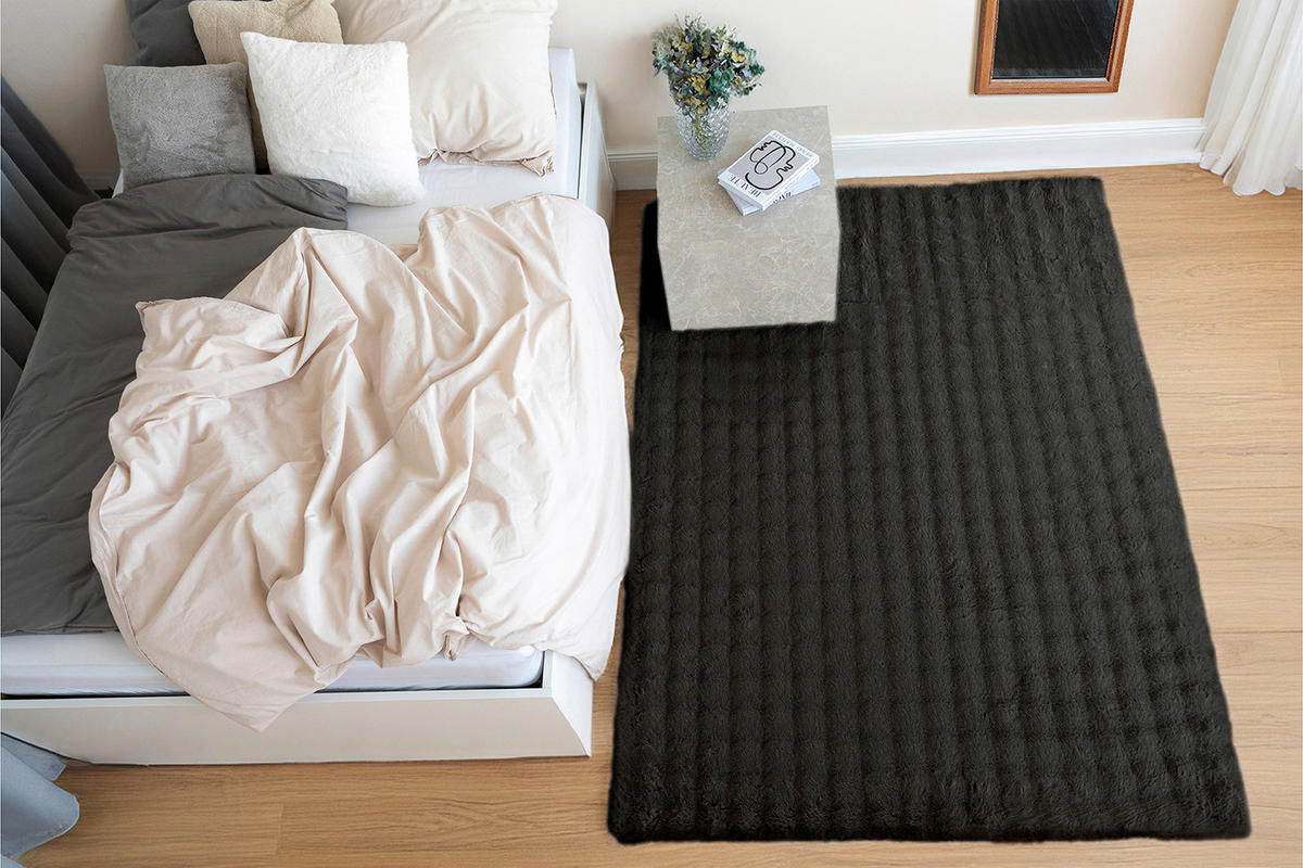 Padiro Hochflorteppich Hailey 125 schwarz B/H/L: ca. 80x3x150 cm Hailey 125 - schwarz (150,00/80,00/3,00cm) - Padiro
