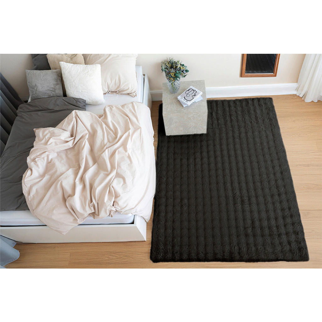 Thumbnail - Padiro Hochflorteppich Hailey 125 schwarz B/H/L: ca. 80x3x150 cm