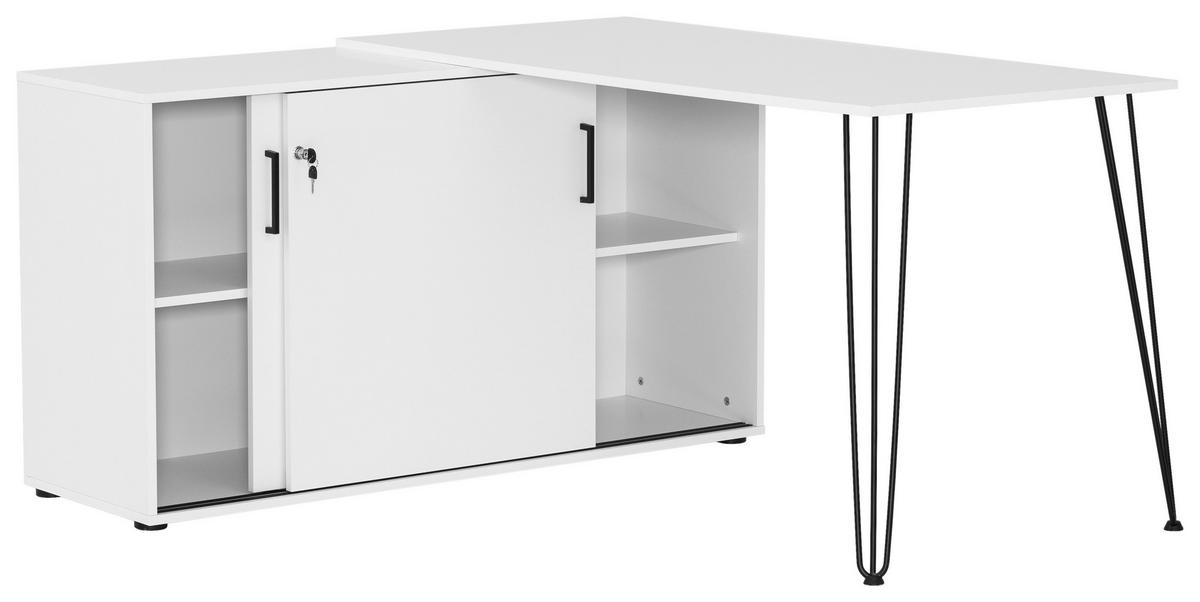 Eckschreibtisch Ekko weiß matt B/H/T: ca. 129,5x73,8x145 cm Ekko - weiß (129,50/73,80/145,00cm) - Möbelpartner