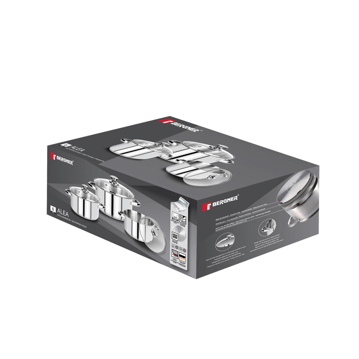 BERGNER Topfset Alea silber Edelstahl 6 tlg. Alea - silber - BERGNER