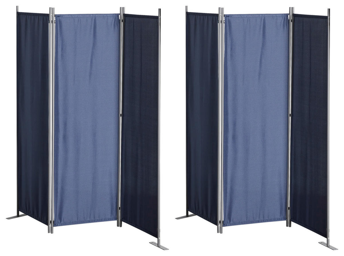Grasekamp Paravent 3-teilig 2er Set blau Polyester B/H: ca. 165x170 cm 3-teilig 2er Set - blau (165,00/170,00cm) - Grasekamp