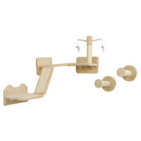 PawHut Katzen Kletterwand Set beige Plüsch B/H/L: ca. 56x73x110 cm Katzen Kletterwand Set - beige (110,00/56,00/73,00cm) - PawHut