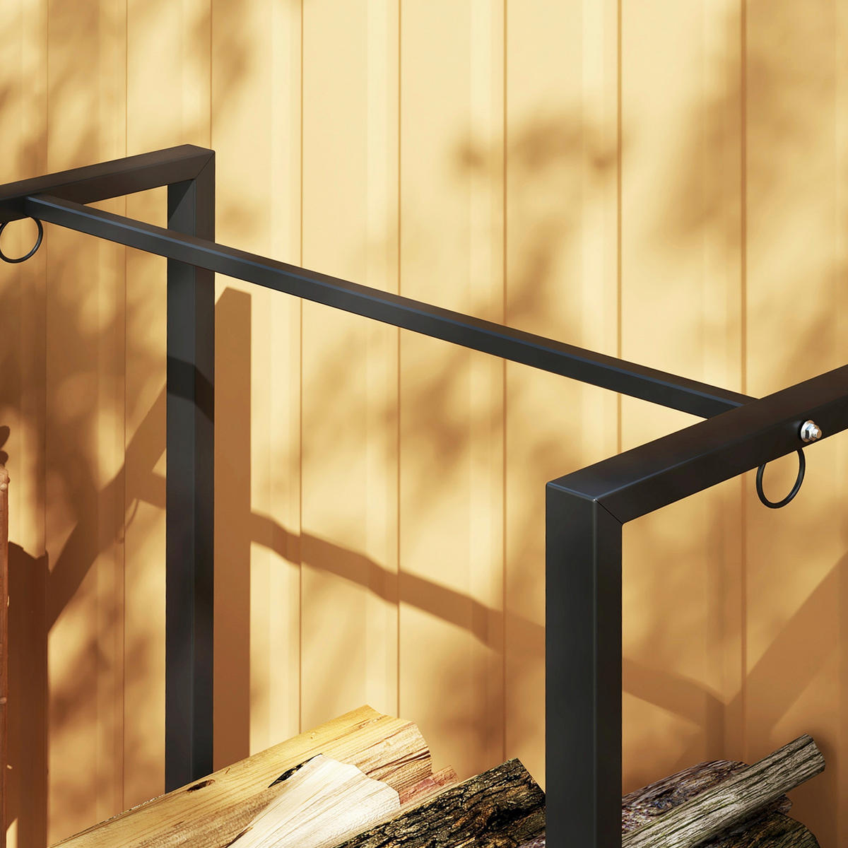 Outsunny Kaminholzregal schwarz B/H/L: ca. 32x115x123 cm Kaminholzregal - schwarz (123,00/32,00/115,00cm) - Outsunny