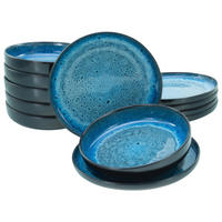 CreaTable Tafelservice Nordic Fjord blau Steinzeug 12 tlg. Nordic Fjord - blau - CreaTable