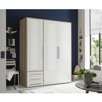 Kleiderschrank Lyss Eiche Sonoma Nachbildung weiß B/H/T: ca. 155x194x58 cm Lyss - Eiche/weiß (155,00/194,00/58,00cm)