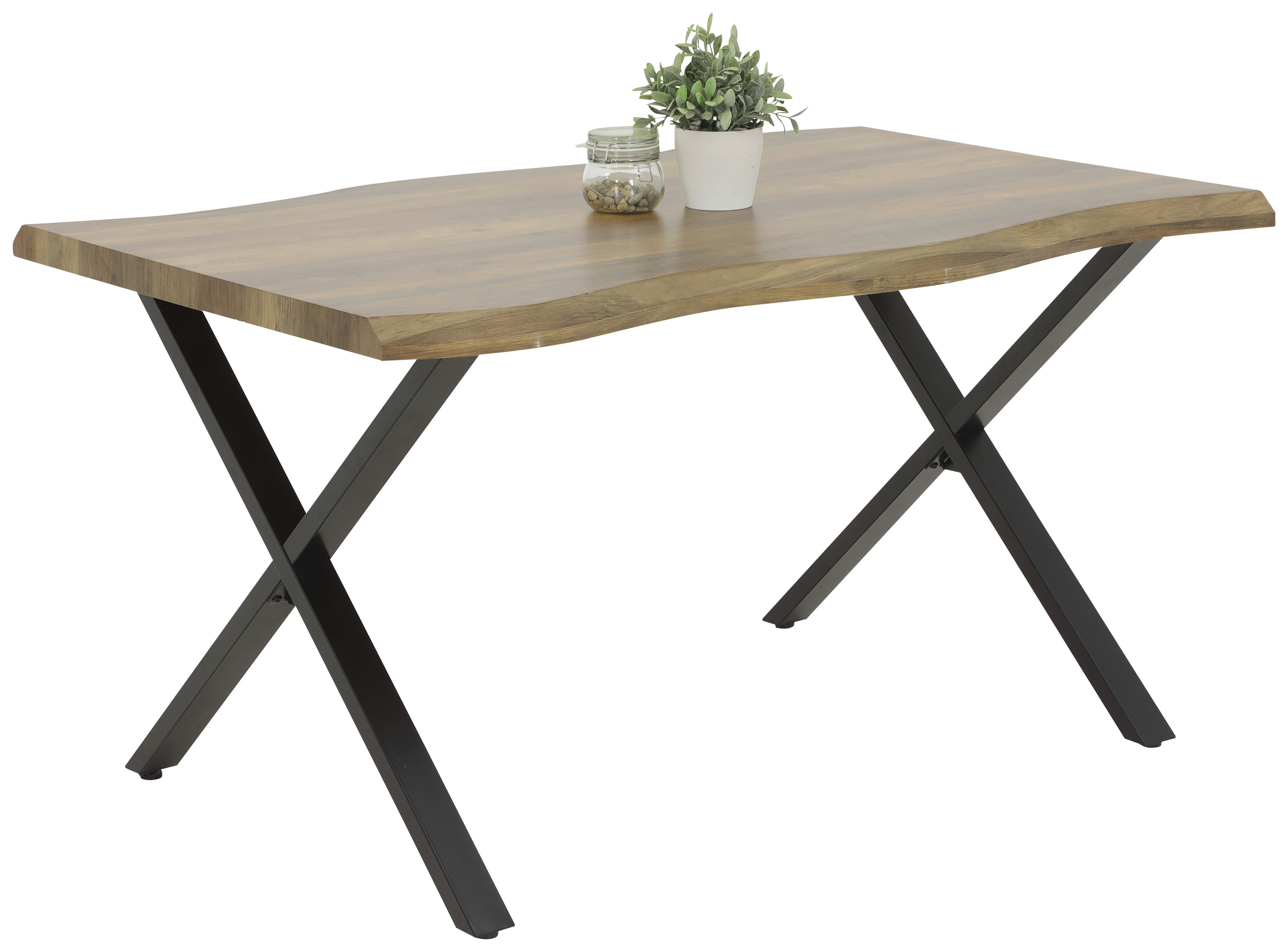 Esstisch Gerda braun Akazie Nachbildung B/H/T: ca. 140x76x90 cm Gerda - braun/schwarz (140,00/76,00/90,00cm)