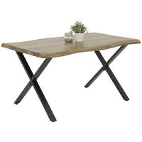 Esstisch Gerda braun Akazie Nachbildung B/H/T: ca. 140x76x90 cm Gerda - braun/schwarz (140,00/76,00/90,00cm)