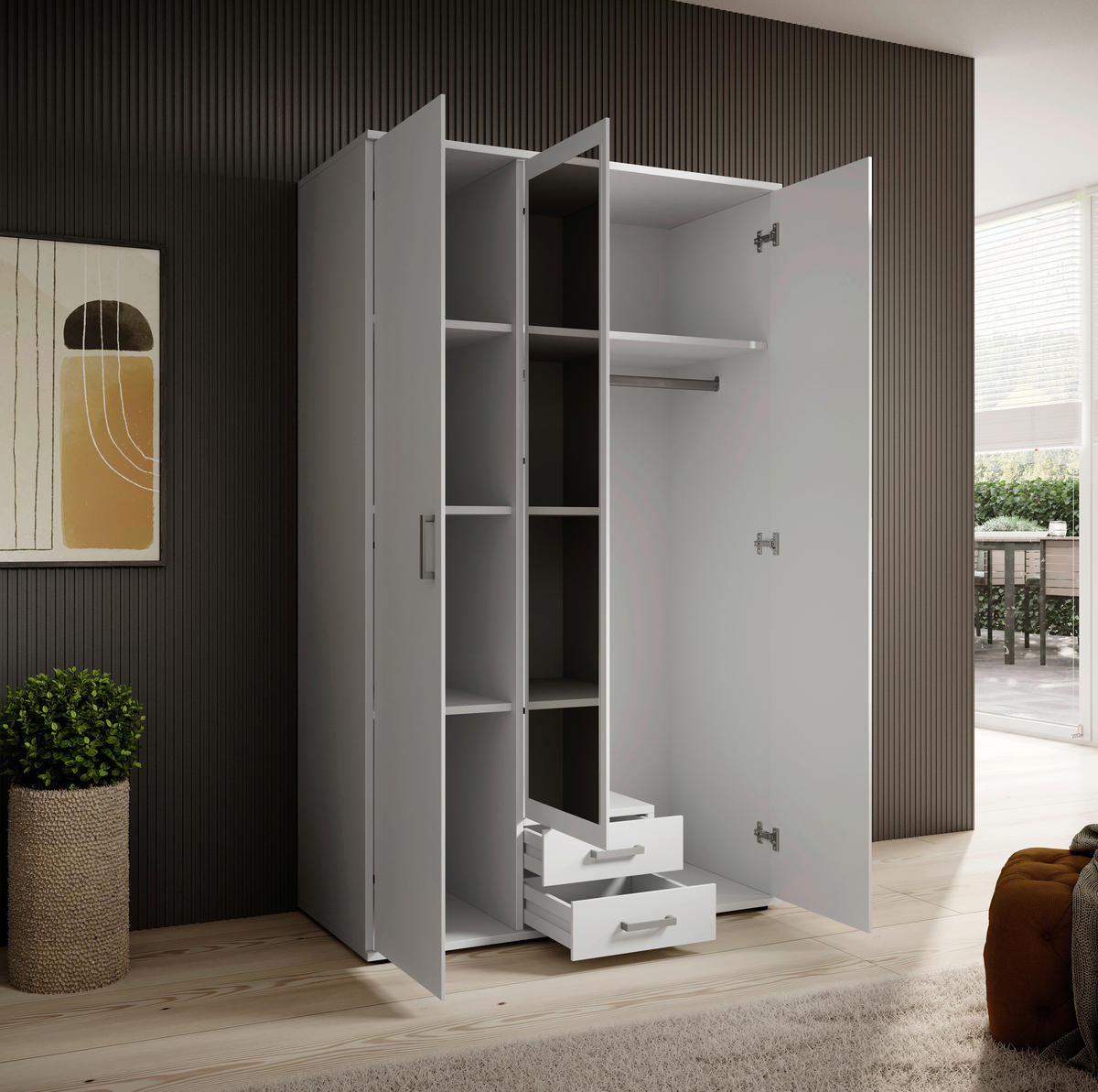 Kleiderschrank Karl weiß B/H/T: ca. 120x195x55 cm Karl - weiß/grau (120,00/195,00/55,00cm)