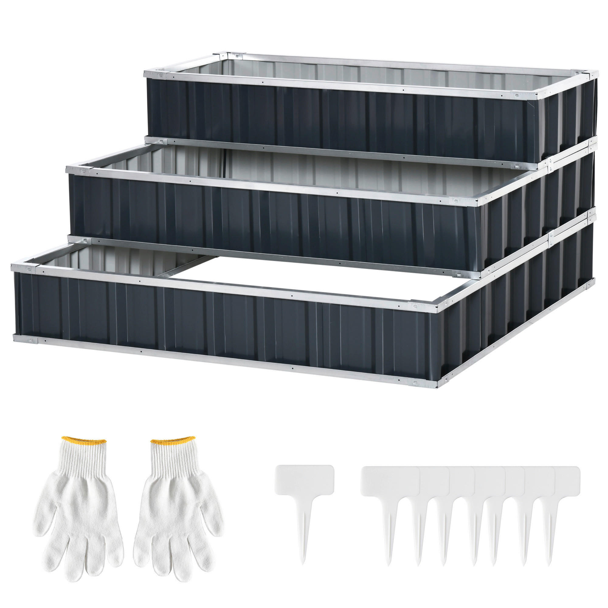 Outsunny Hochbeet dunkelgrau B/H/L: ca. 118x62x118 cm Hochbeet - dunkelgrau (118,00/118,00/62,00cm) - Outsunny