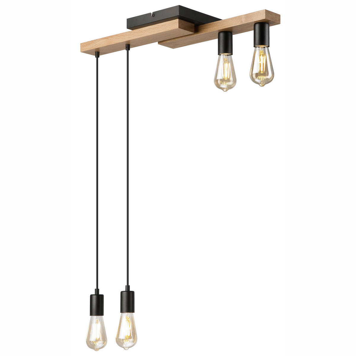 Lamkur Pendelleuchte weiß Holz B/H/L: ca. 20x86x64 cm E27 4 Brennstellen CORTINA - weiß (64,00/20,00/86,00cm) - Lamkur