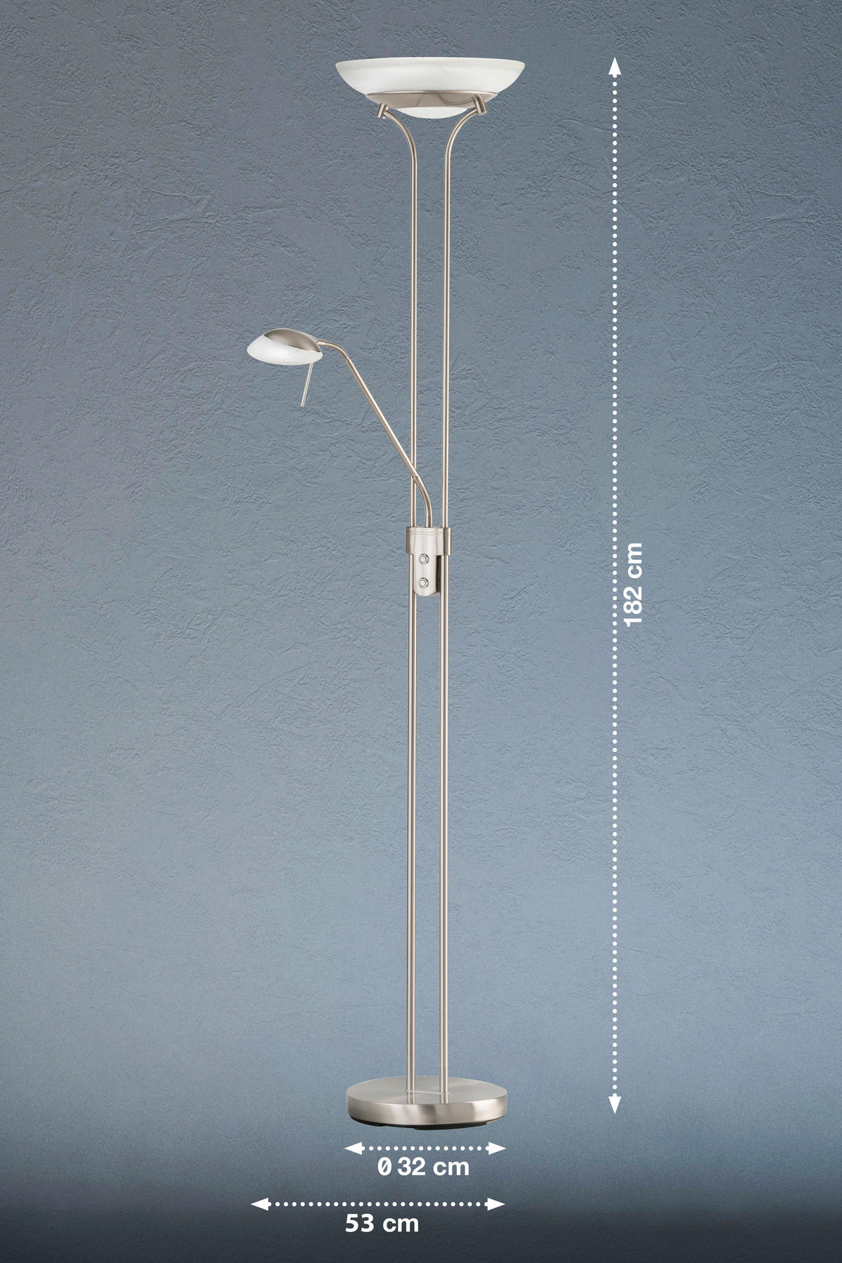 Fischer & Honsel LED-Stehleuchte 40075 nickel matt weiß Metall Glas H/D: ca. 182x32 cm 1 Brennstellen Pool TW - weiß/nickel matt (32,00/182,00cm) - Fischer & Honsel