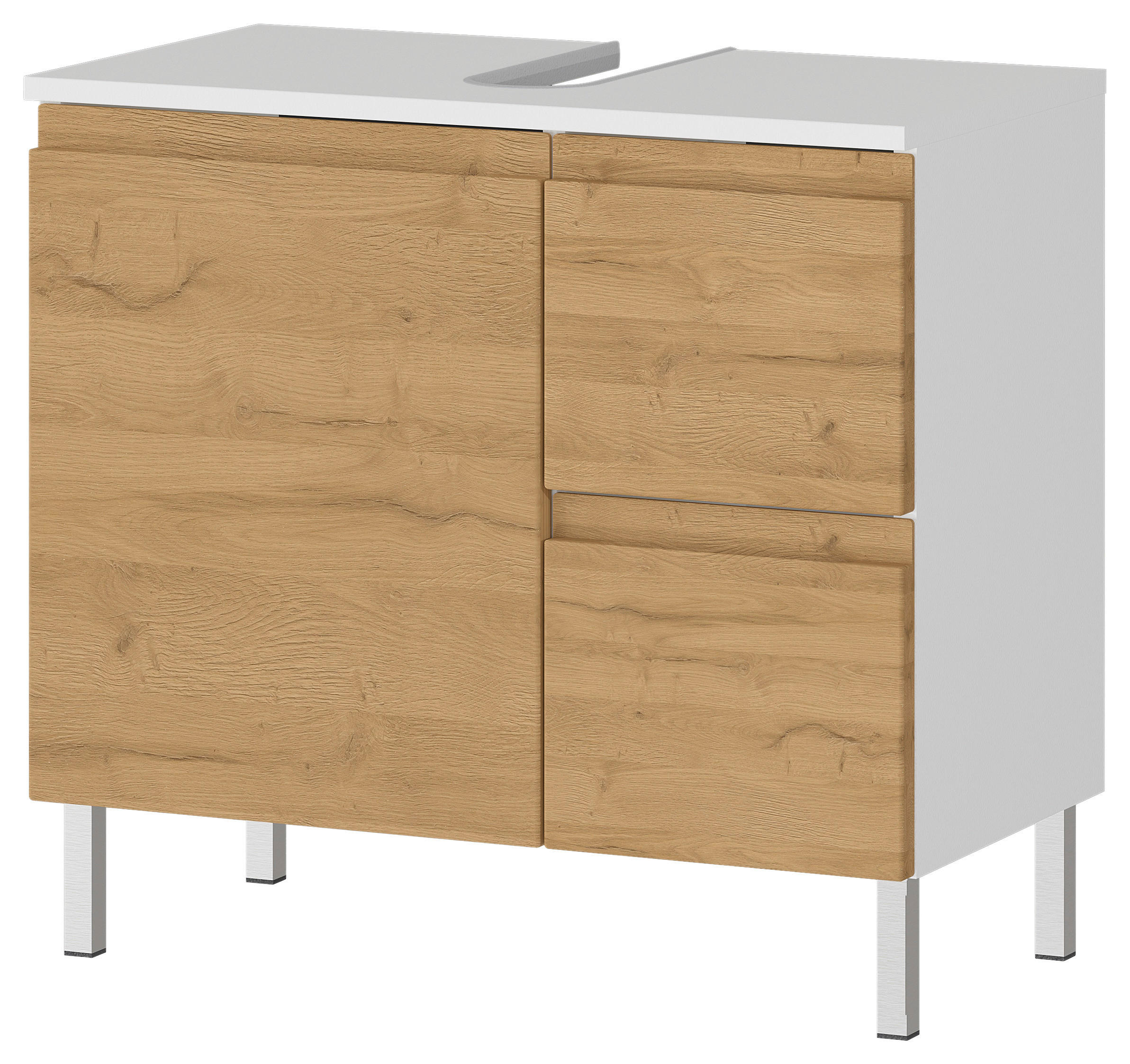 Waschbeckenunterschrank 4330-559 weiß Eiche Grand-Son Nachbildung B/H/T: ca. 60x56x34 cm 4330-559 - Eiche/weiß (60,00/56,00/34,00cm) - Germania