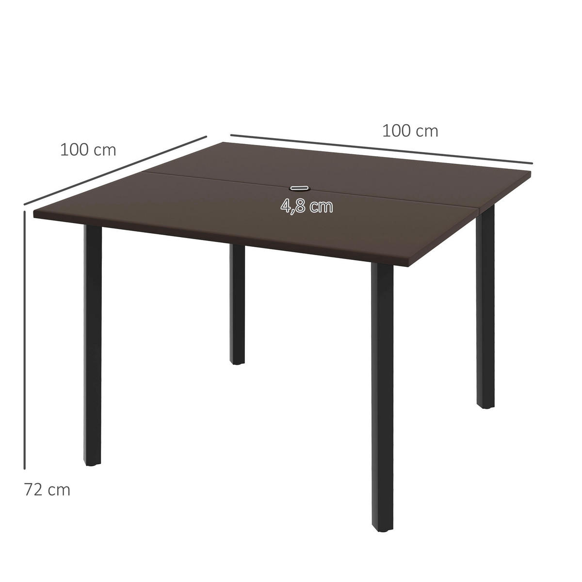 Outsunny Gartentisch braun Polypropylen B/H/L: ca. 100x100x72 cm Gartentisch - braun (72,00/100,00/100,00cm) - Outsunny