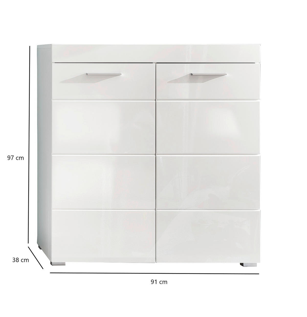Schuhschrank Amanda weiß Hochglanz weiß B/H/T: ca. 91x97x38 cm Amanda - weiß (91,00/97,00/38,00cm) - Trendteam