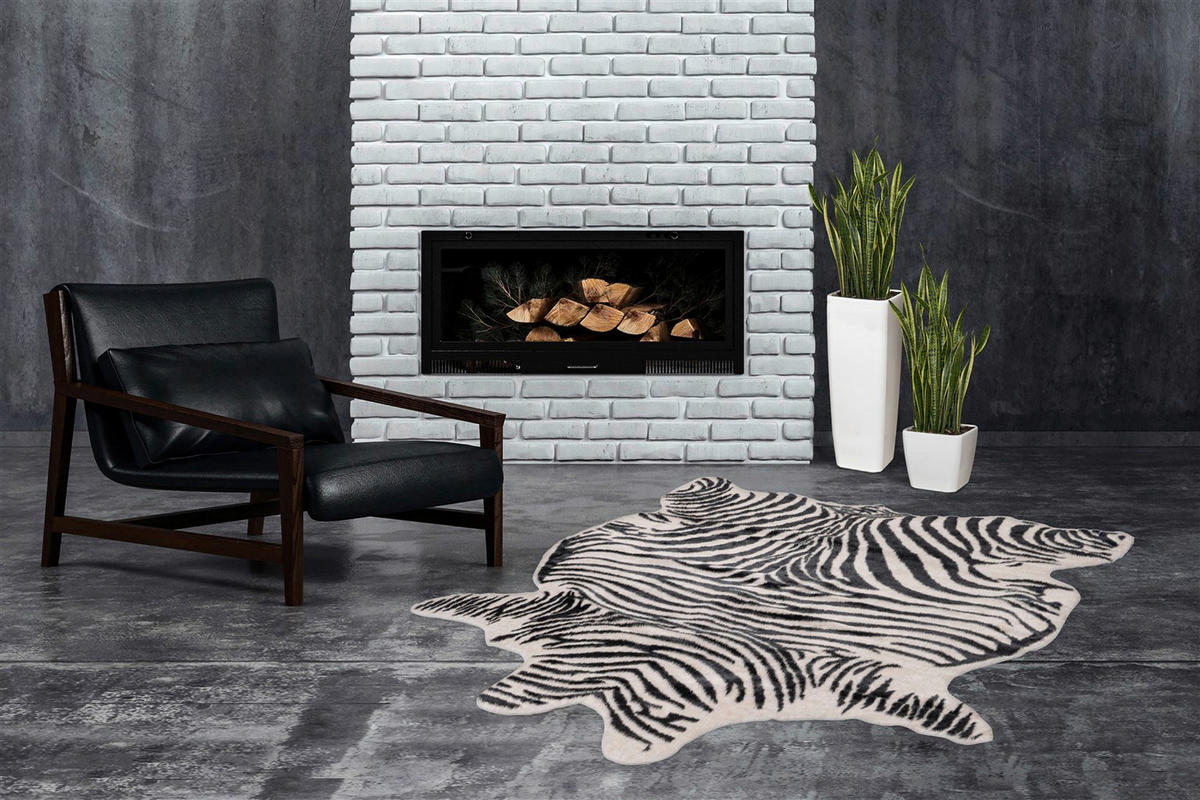 Kayoom Kurzflorteppich Philippines - Manila Zebra schwarz B/L: ca. 150x200 cm Philippines - Manila Zebra - schwarz (150,00/200,00cm) - Kayoom