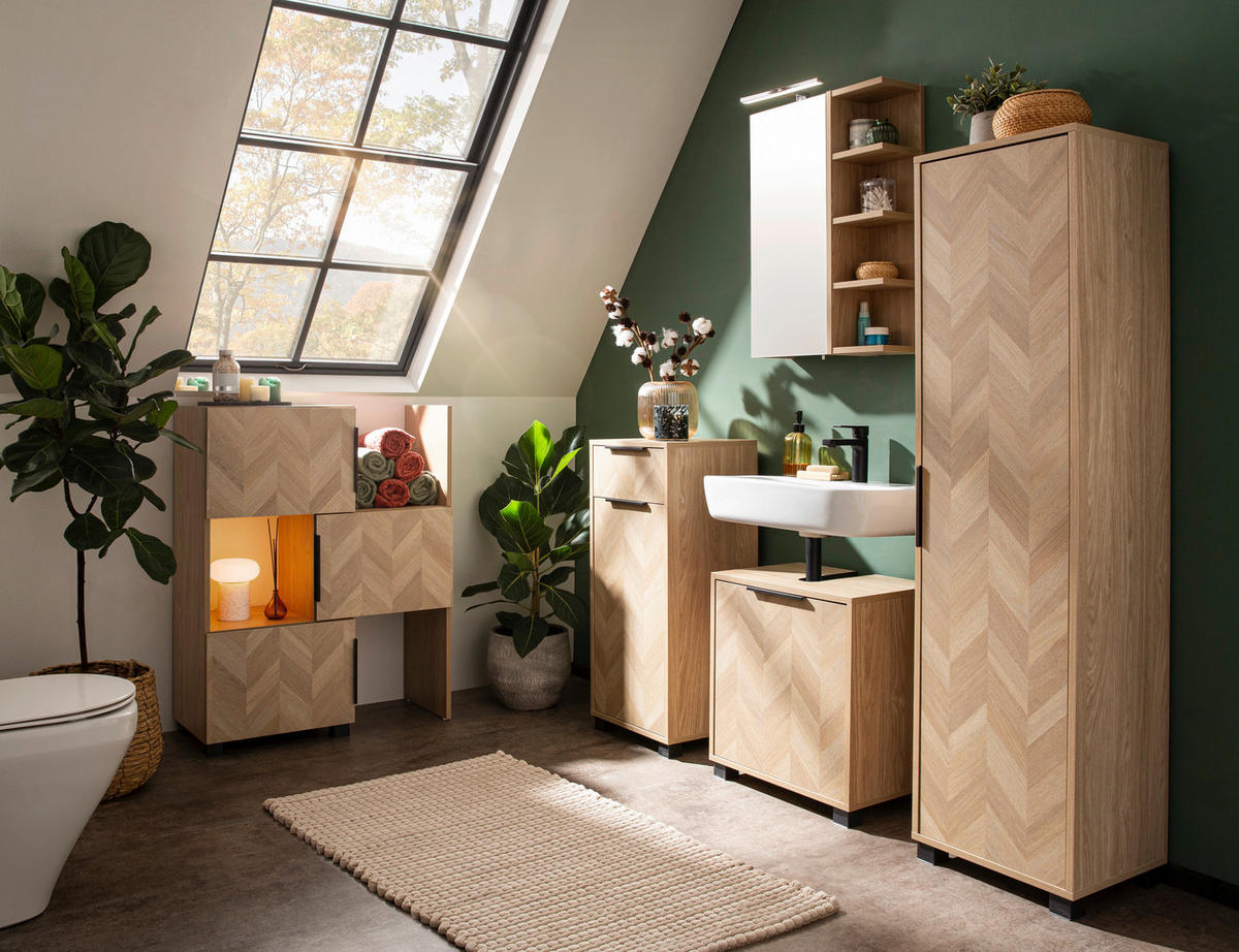 Highboard Piazza Eiche Nachbildung B/H/T: ca. 40,3x90,9x33,05 cm Piazza - Eiche (40,30/90,90/33,05cm) - Schildmeyer