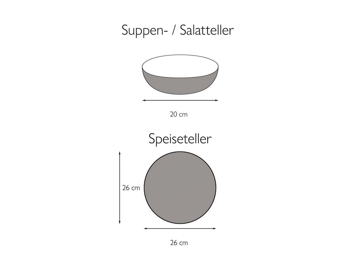 CreaTable Tafelservice Chef Collection grau Porzellan 12 tlg. Chef Collection - grau - CreaTable