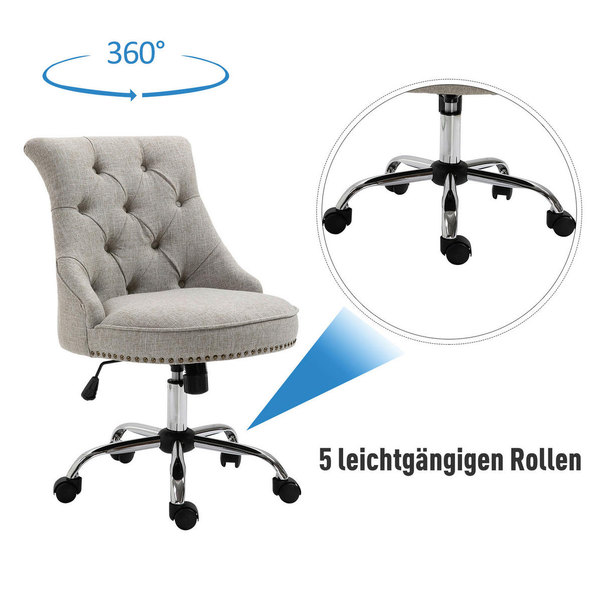 Drehstuhl 836-117 grau 836-117 - grau (54,00/84,00/65,50cm) - HOMCOM