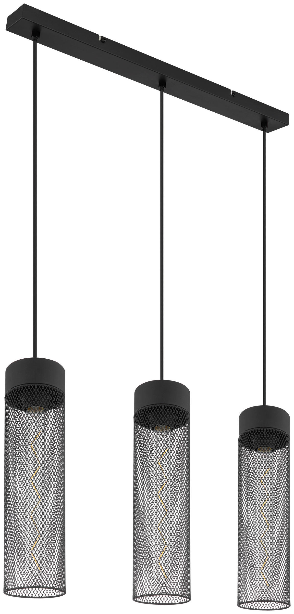 GLOBO Pendelleuchte mattschwarz Metall B/H/T: ca. 9,5x120x60 cm E27 3 Brennstellen HANS - mattschwarz (9,50/120,00/60,00cm) - GLOBO