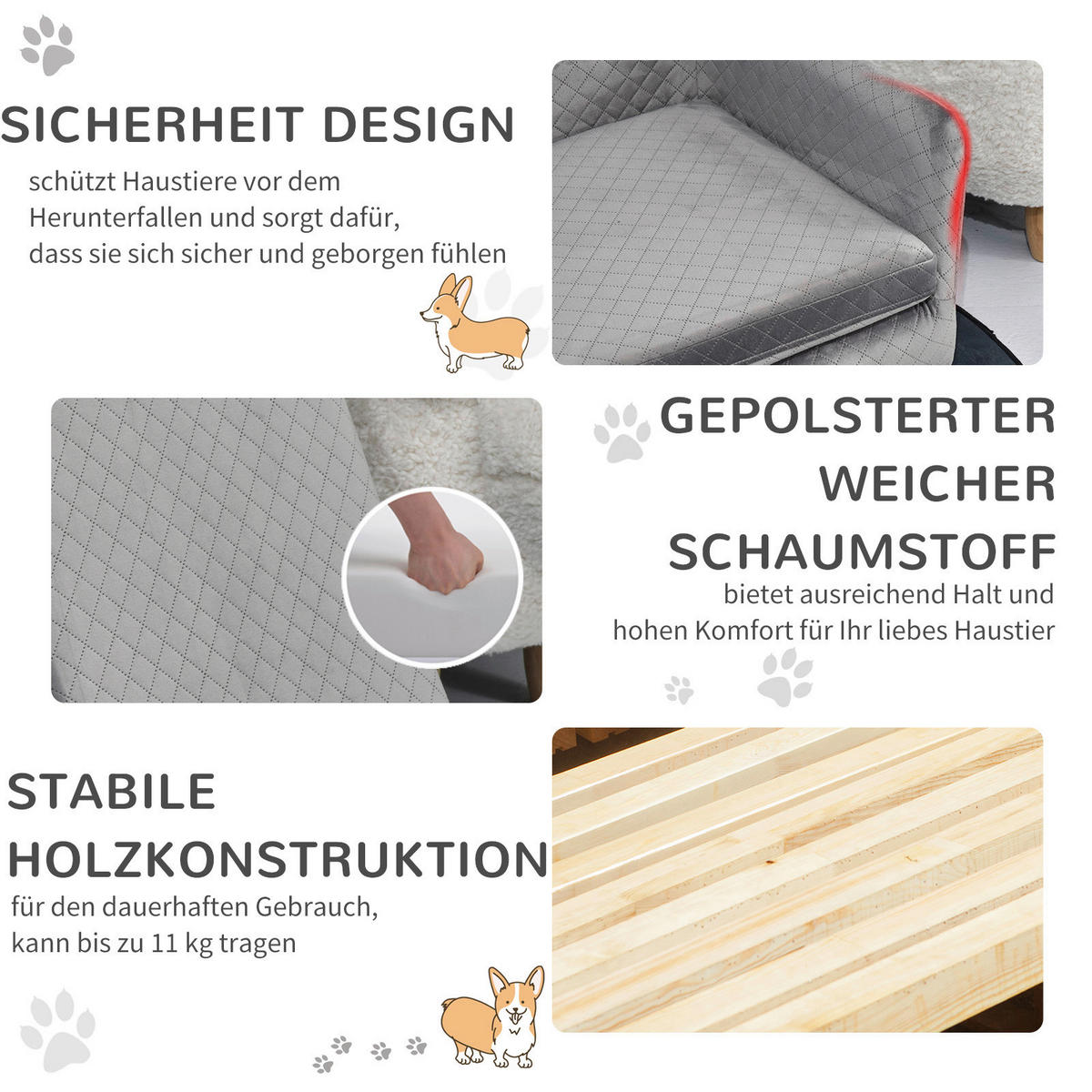 PawHut Haustiersofa Haustiersofa - (64,00/45,00/36,00cm) - PawHut