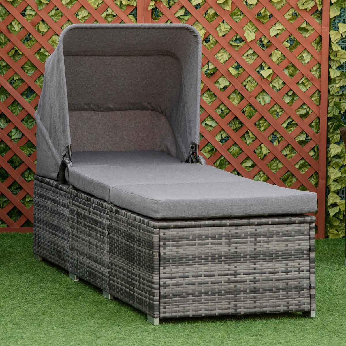 Outsunny Gartenliege grau Edelstahl B/H/L: ca. 65x195x40 cm Lounge_Sessel - grau (40,00/65,00/195,00cm) - Outsunny