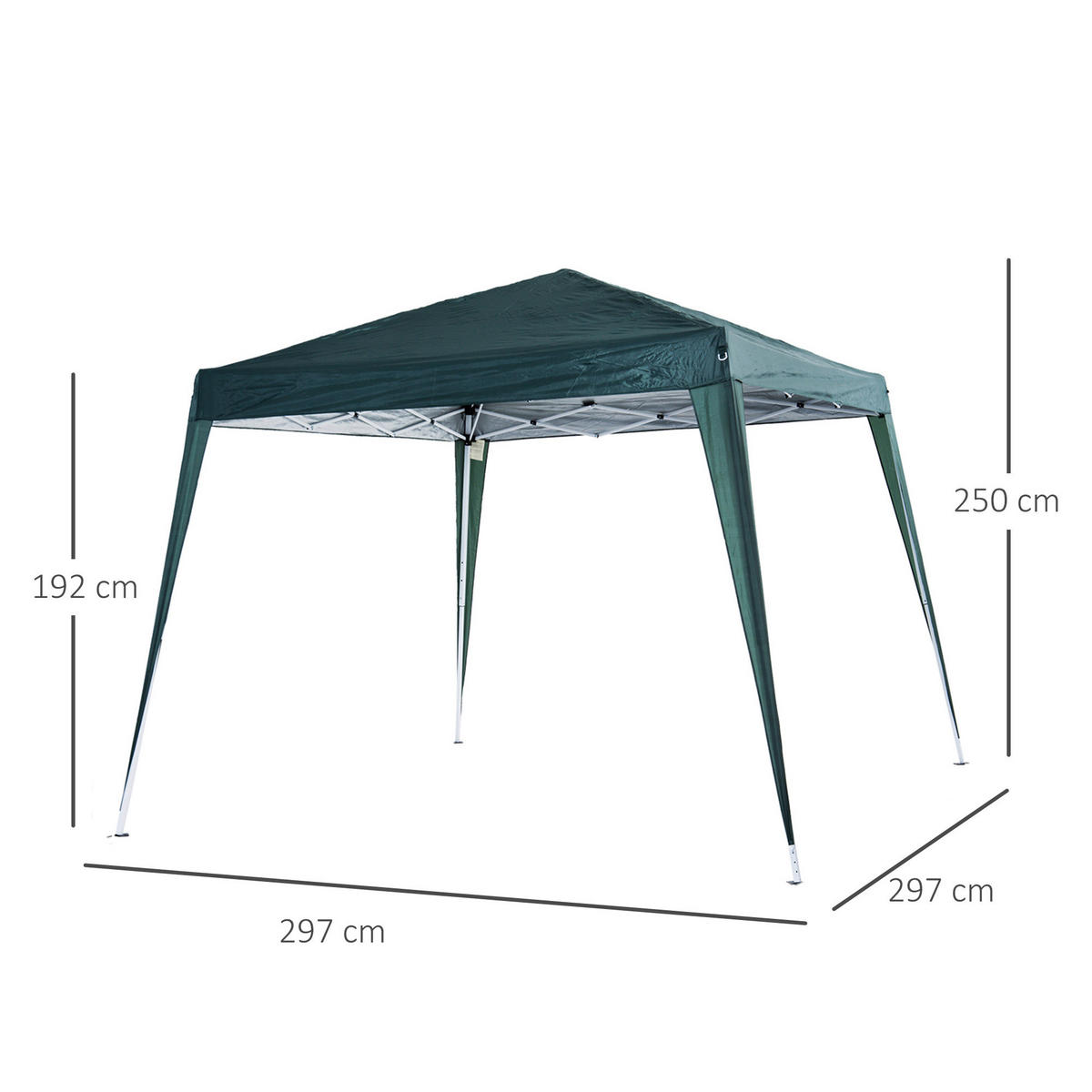 Outsunny Pavillon grün Stahl B/H/L: ca. 240x250x240 cm Pavillon - grün (240,00/240,00/250,00cm) - Outsunny