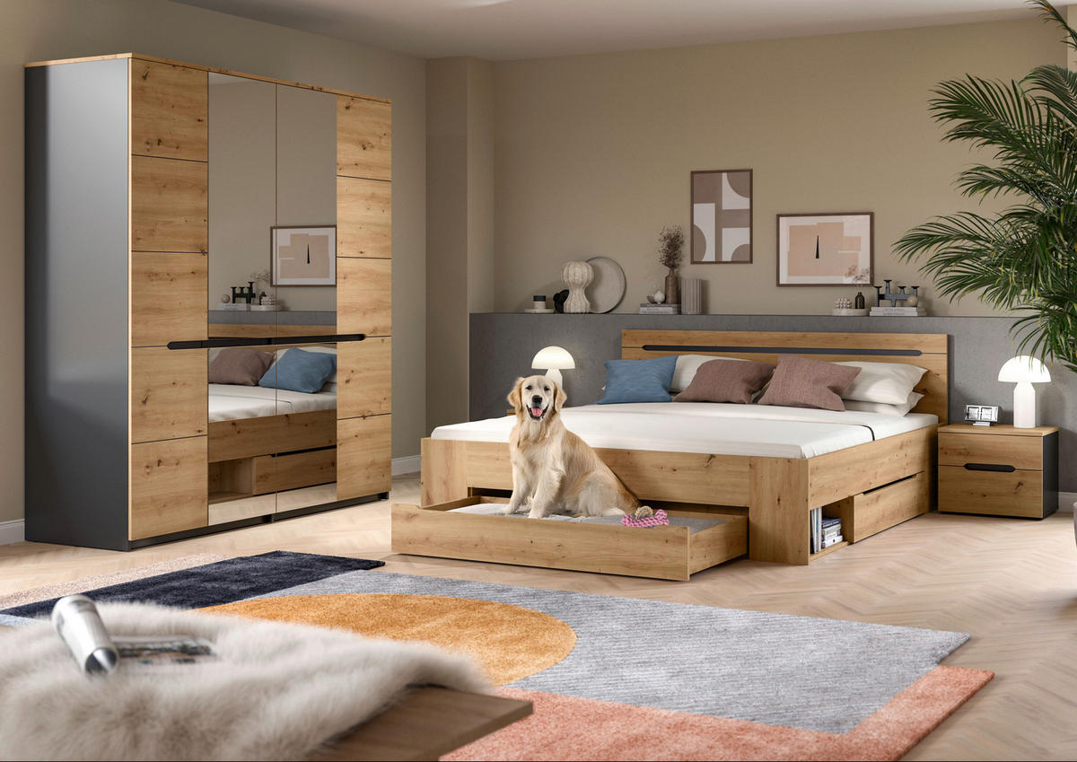 Schlafzimmer CANU, Set basaltgrau Artisan Nachbildung CANU, Set - basaltgrau - xonox.home