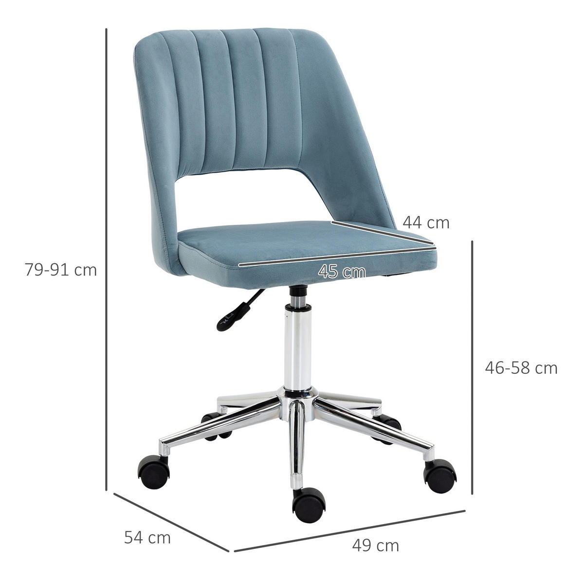 Drehstuhl 921-481 blau 921-481 - blau (49,00/79,00/54,00cm) - Vinsetto