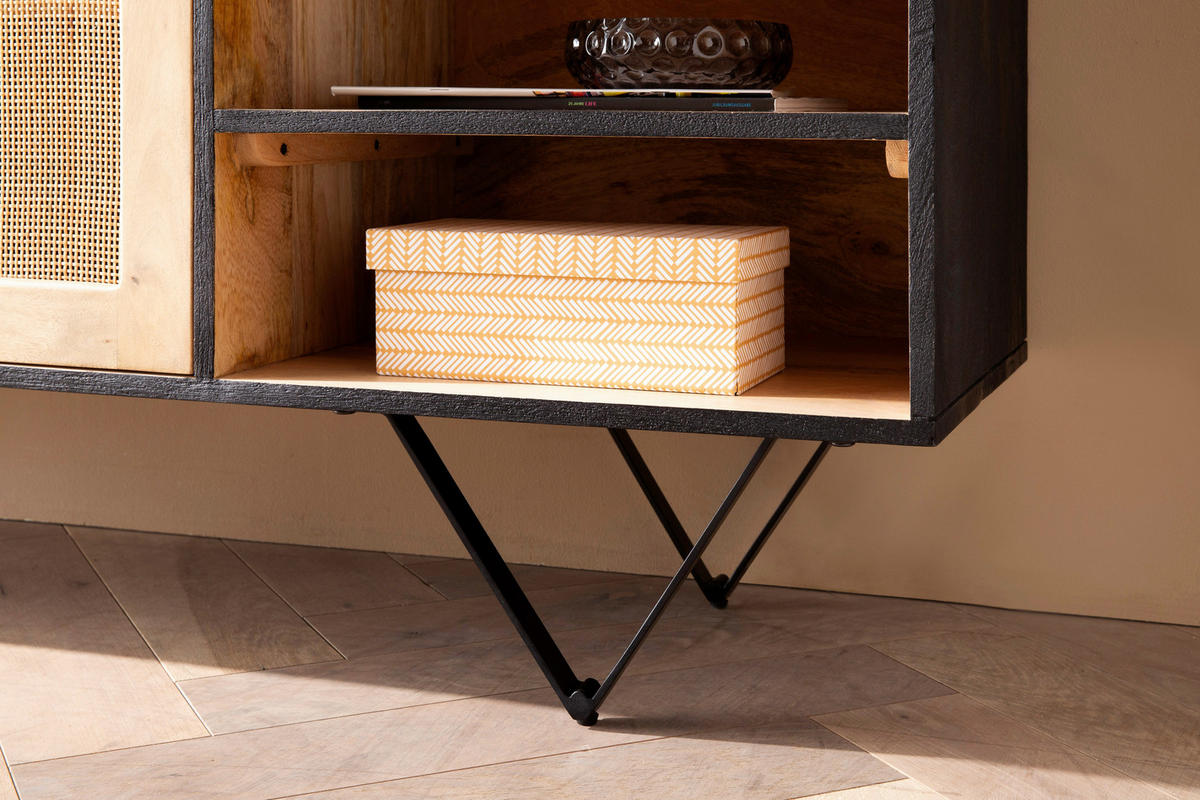 Sideboard schwarz B/H/T: ca. 145x75x40 cm Sideboard - schwarz (145,00/75,00/40,00cm) - Wohnling