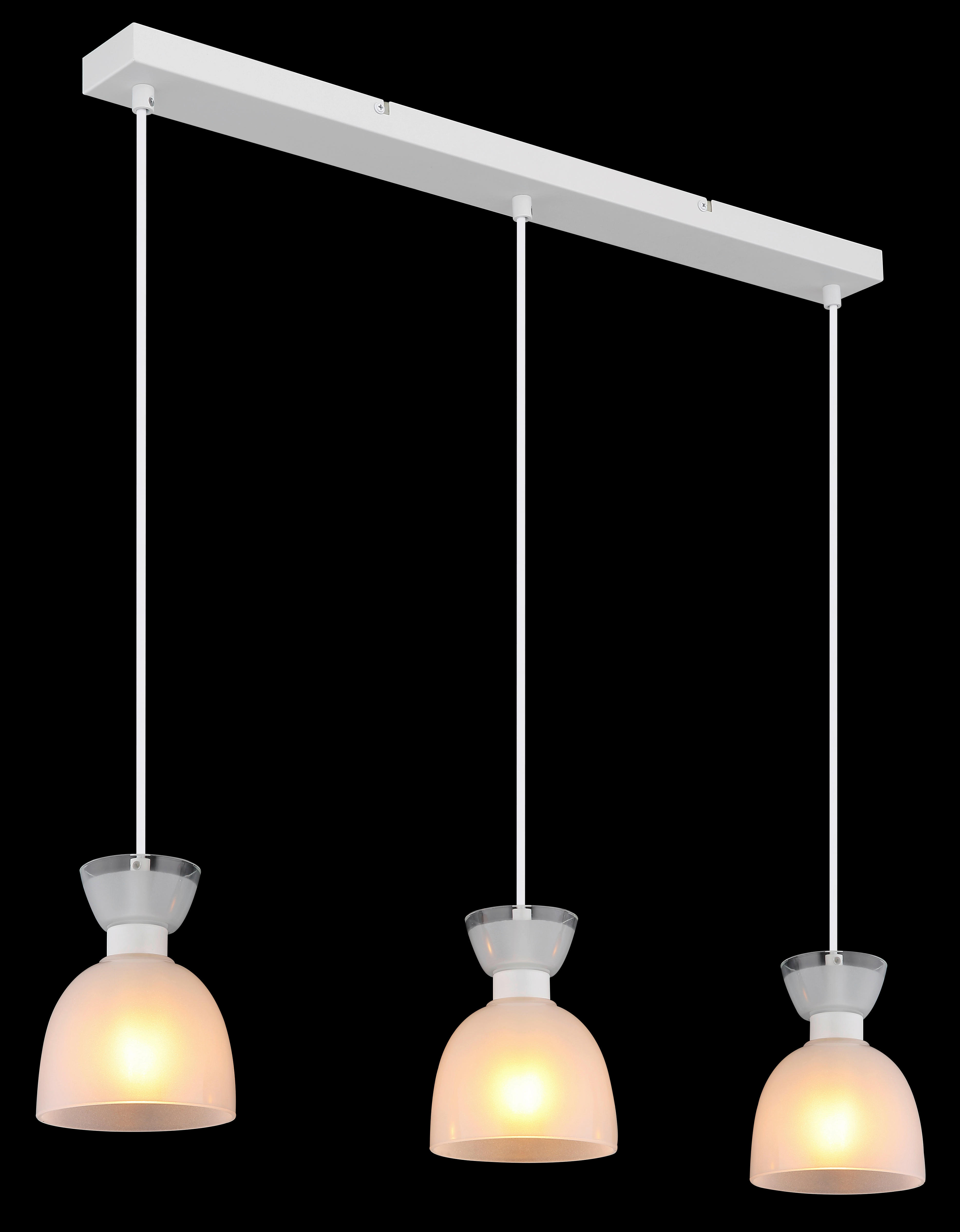 GLOBO Pendelleuchte Opal weiß Metall Glas B/H: ca. 65x120 cm E14 3 Brennstellen Massey - weiß/Opal (65,00/120,00cm) - GLOBO