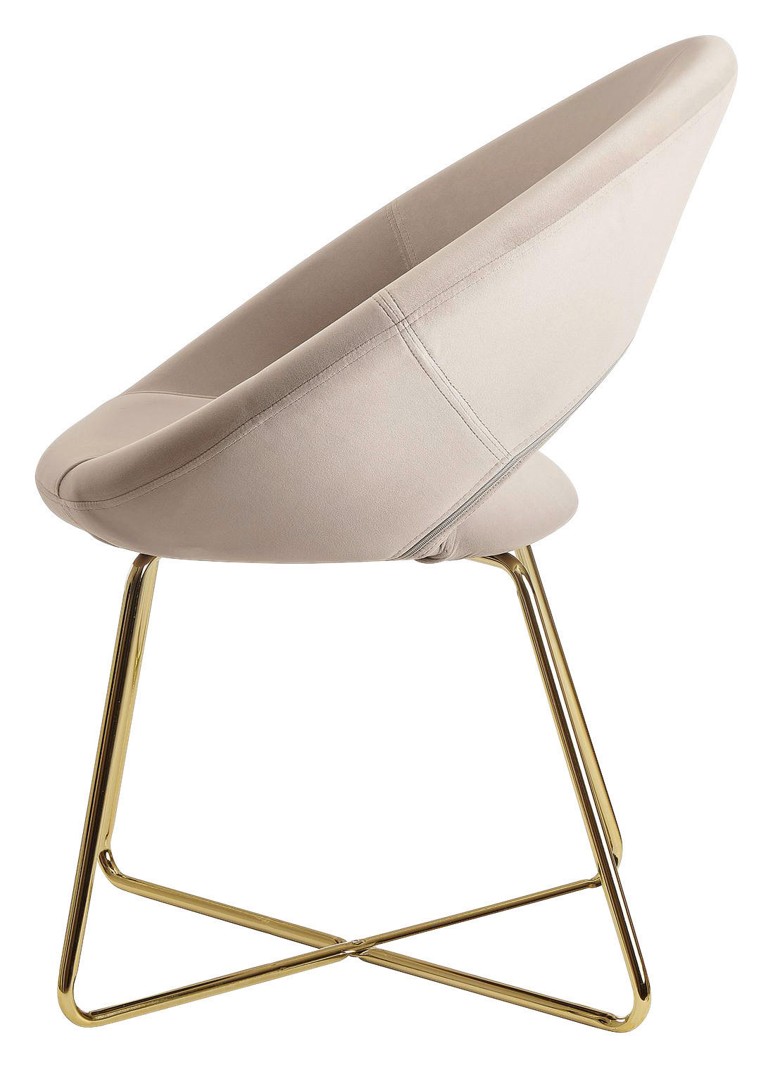 Stuhl beige gold Samt Eisen B/H/T: ca. 57x83x60 cm Esszimmerstuhl - gold/beige (57,00/83,00/60,00cm) - Wohnling
