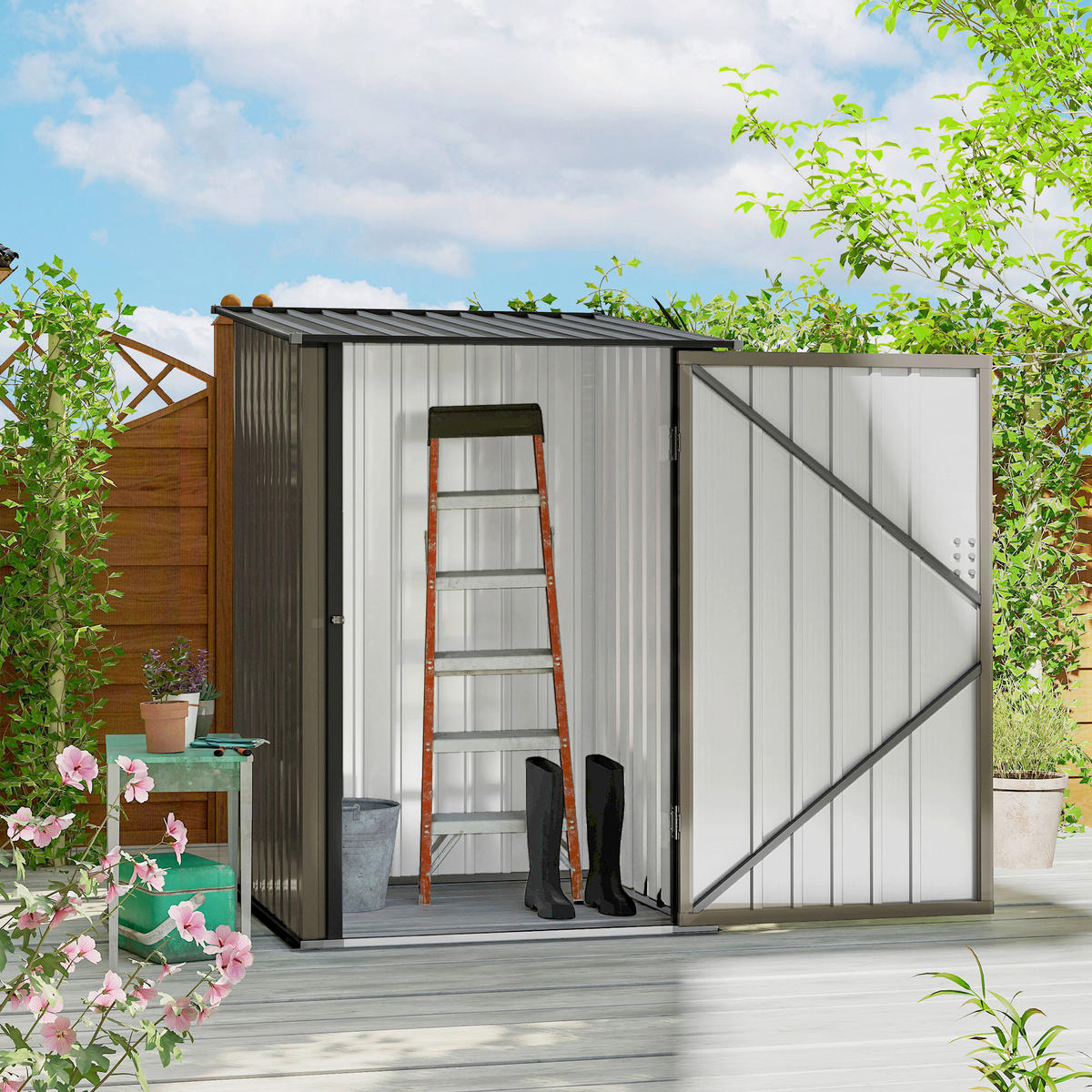 Outsunny Gerätehaus braun B/H/L: ca. 103x160x100 cm Gerätehaus - braun (100,00/103,00/160,00cm) - Outsunny