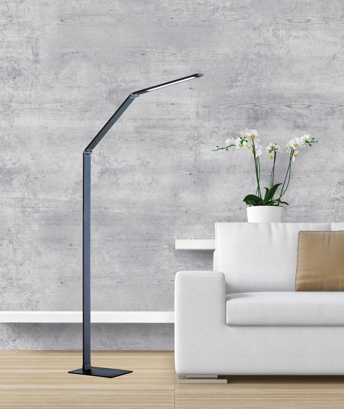 Fischer & Honsel LED-Stehleuchte 45841 weiß anthrazit Acryl Metall B/H/T: ca. 17x133x69 cm 1 Brennstellen Geri - weiß/anthrazit (17,00/133,00/69,00cm) - Fischer & Honsel