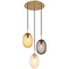 GLOBO Pendelleuchte schwarz gold amber Glas Metall Textil H/D: ca. 120x36 cm E14 3 Brennstellen DEVIN - gold/schwarz (36,00/120,00cm) - GLOBO