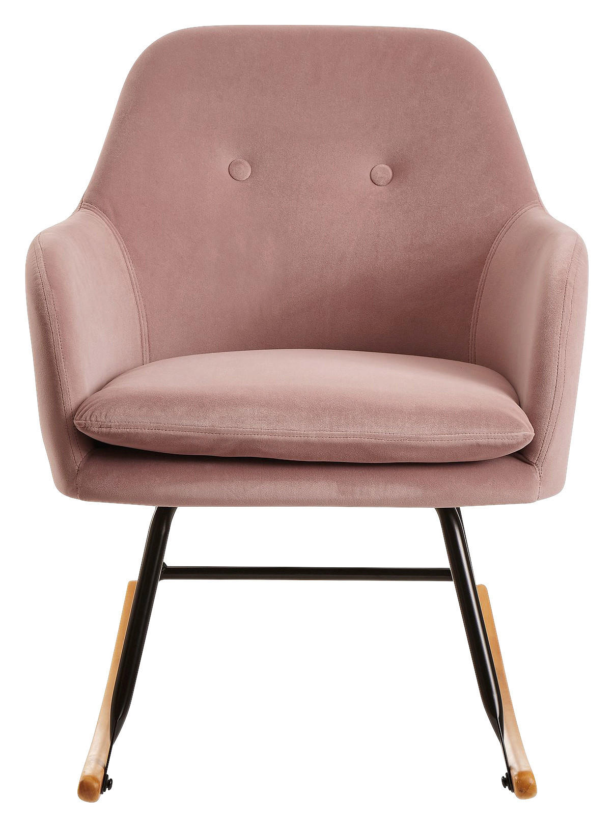 Stuhl rosa Samt schwarz lackiert natur B/H/T: ca. 71x76x70 cm Schaukelstuhl - natur/schwarz (71,00/76,00/70,00cm)