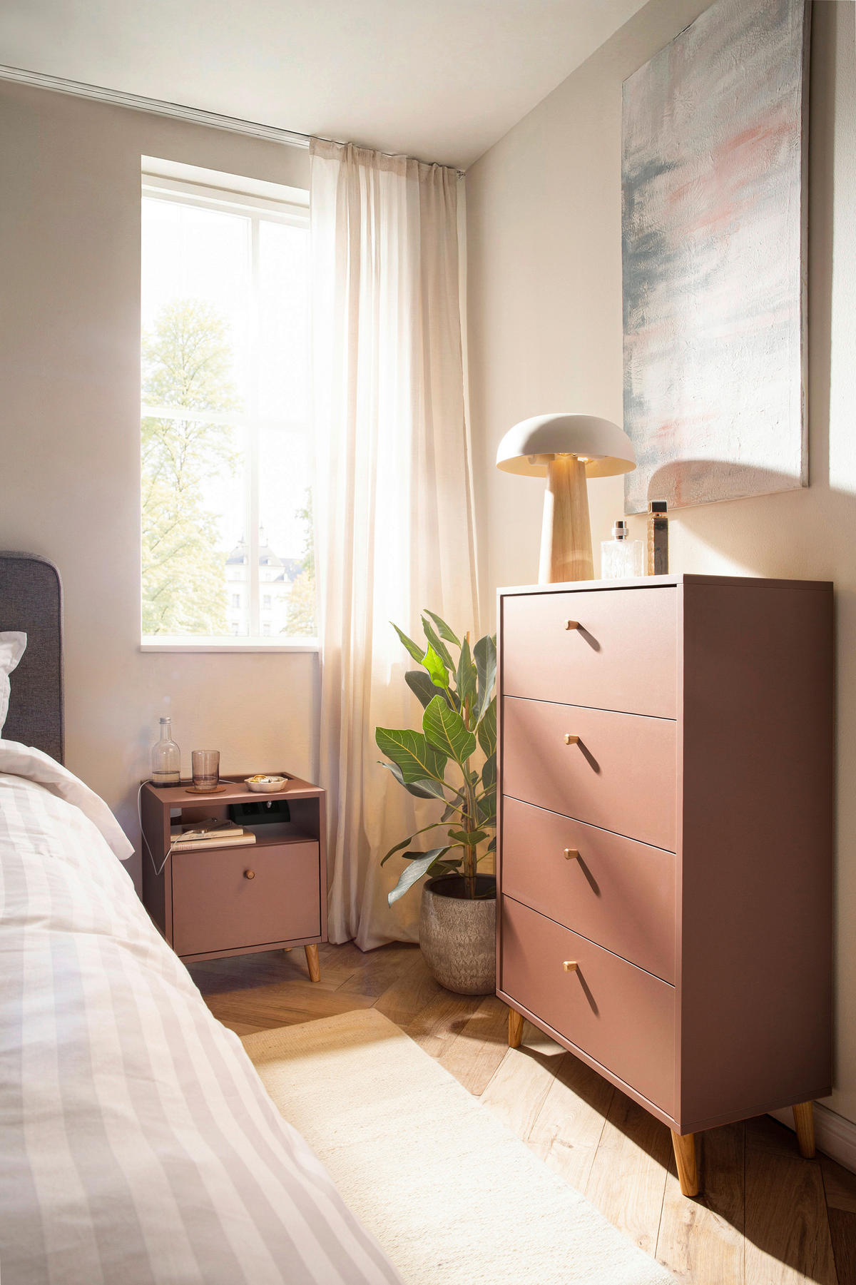 Nachtkonsole Bjarne mauve B/H/T: ca. 40,2x50,1x32,7 cm Bjarne - mauve (40,20/50,10/32,70cm) - Schildmeyer