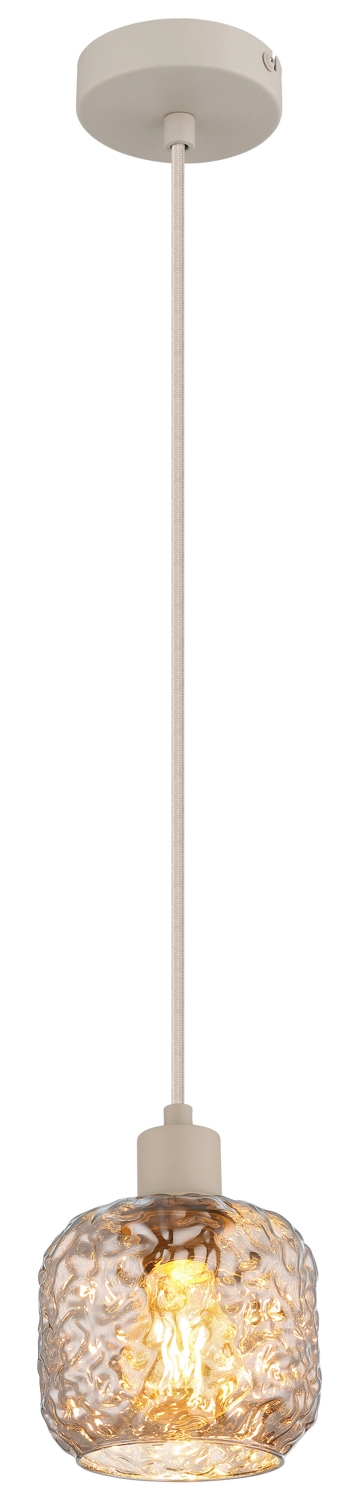 GLOBO Hängeleuchte Rauch beige Glas Metall B/H/L: ca. 18x24x18 cm E27 1 Brennstellen Hängeleuchte-Antonio - beige/Rauch (18,00/18,00/24,00cm) - GLOBO