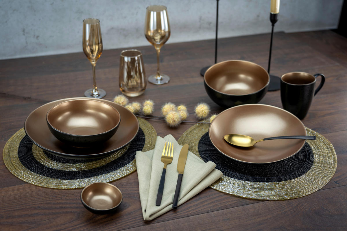 CreaTable Kombiservice GLAMOUR - Gold gold Steinzeug 16 tlg. GLAMOUR - Gold - gold - CreaTable