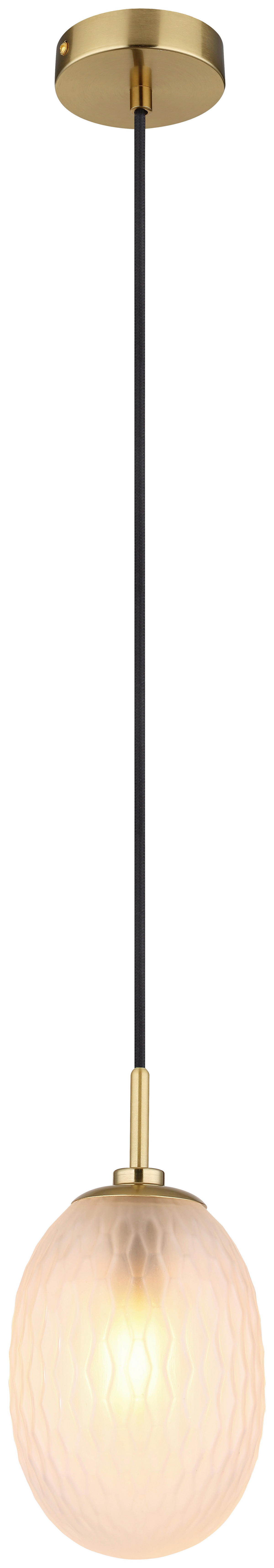 GLOBO Pendelleuchte gold schwarz Glas Metall Textil H/D: ca. 120x15 cm E14 1 Brennstellen DEVIN - gold/schwarz (15,00/120,00cm) - GLOBO