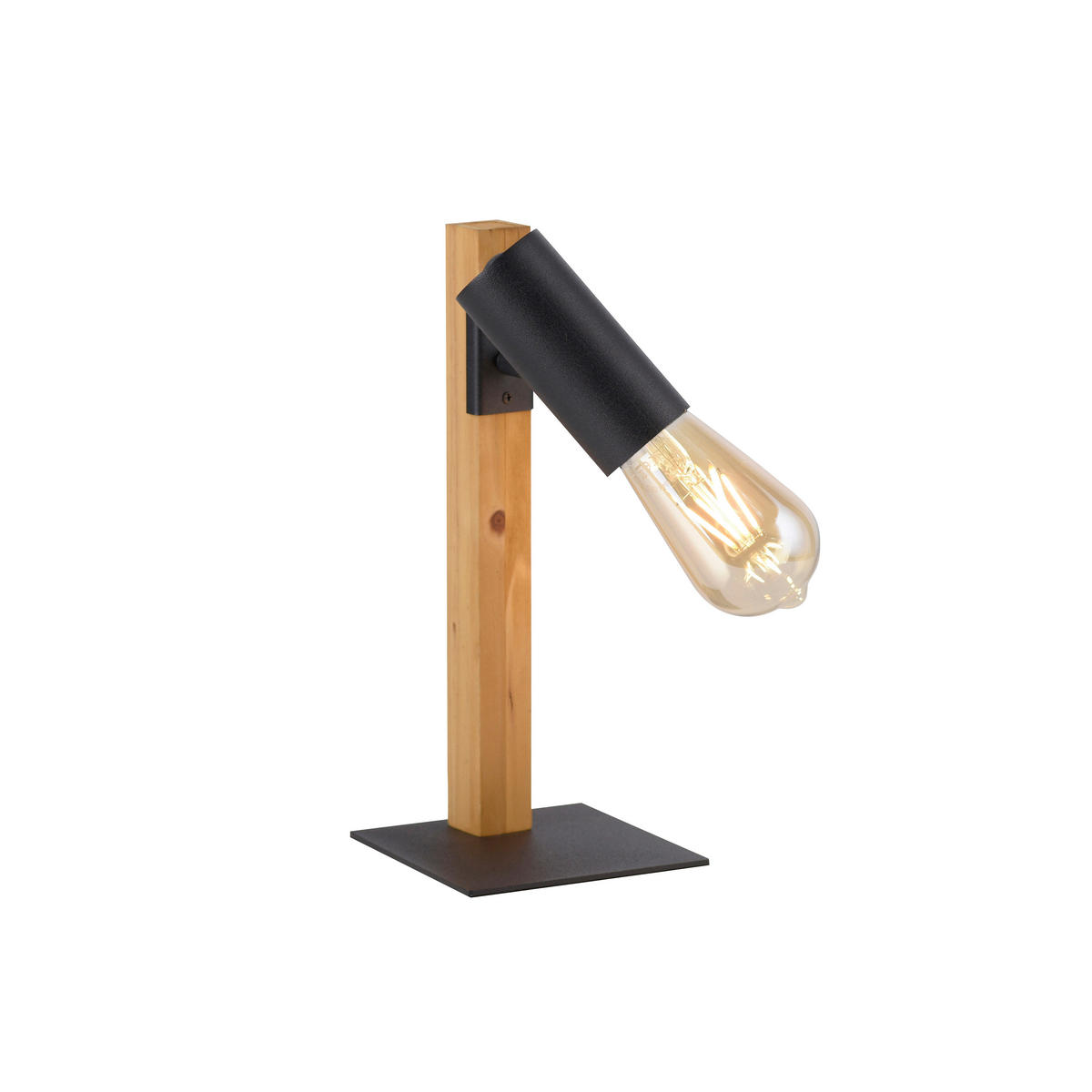 Just Light Tischleuchte PILON 15164-18 natur schwarz Holz Metall B/H/T: ca. 13x32,5x13,5 cm E27 1 Brennstellen PILON - natur/schwarz (13,00/32,50/13,50cm) - Just Light